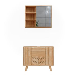 Vicco Conjunto De Muebles De Ba&ntilde;o Lucie, Bamb&uacute;, 2 Partes, Vicco