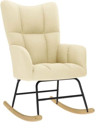 vidaXL Silla Mecedora De Tela Color Crema Vidaxl