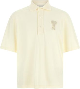 Ami Beige Crochet Embroidery Polo