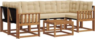 vidaXL Conjunto De Sof&aacute;s De Exterior 7 Uds. Natural Y Beige Vidaxl