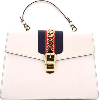 Gucci Sylvie Top Handle Bag Leather Medium satchel - Wit