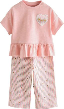 Next Kids Peplum Top & Seersucker Pants Set in Pink at Nordstrom, Size 1.5-2Y
