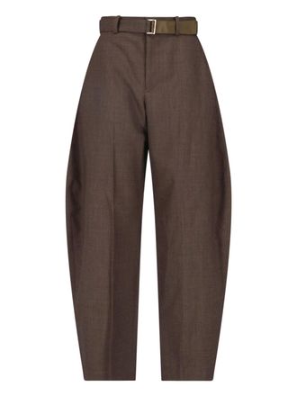 sacai Brown Wool Trousers with High Waist