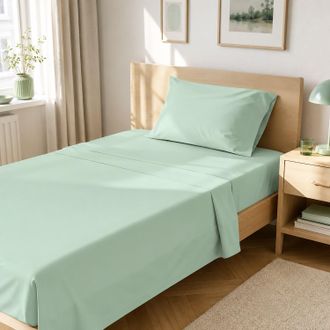 KASANOVA Completo letto singolo cotone verde tinta unita