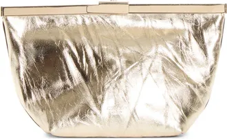 Jimmy Choo London Ganache Crinkled Metallic Leather Clutch in Light Platinum/light Gold at Nordstrom