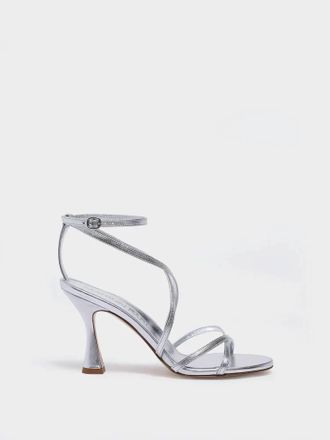 Marion Parke Womens Lottie Flared Stiletto Heels In Silver