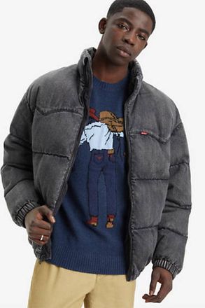 Levi's Sudadera Original Housemark - Hombre - M - Azul / Saddleman Intarsia Sargasso Sea