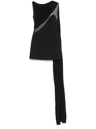 DAVID KOMA tulle-insert draped mini dress - Black