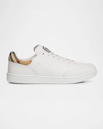 Burberry Men & apos;s Set Leather & Check Low-Top Sneakers