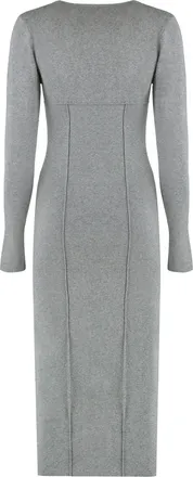 Calvin Klein Womens Midi Dress Grey Milano Point Viscose