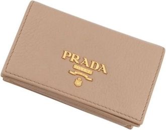 Prada Pre-owned Card case - Dames - Vintage Accessoires - Beige - ONE Size - Leer - Vintage