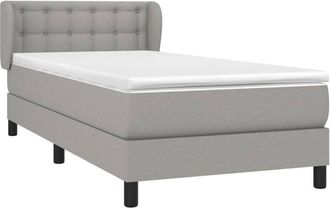 vidaXL Vidaxl - Cama Box Spring Con Colch&oacute;n Tela Gris Claro 90x200 Cm