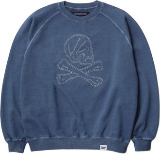 Neighborhood Sweater met doodskopprint - Blauw