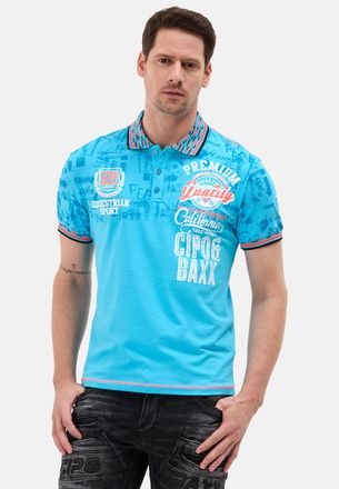 Cipo & Baxx Poloshirt CIPO & BAXX, Herren, Gr. 4XL, turquoise, Jersey, Obermaterial: 95% Baumwolle, 5% Elasthan, bedruckt, unifarben, regular fit normal, Rundhals