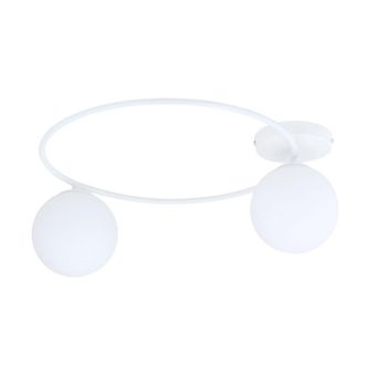 Wonderlamp Plaf&oacute;n de techo con estructura en forma de aro blanco y 2 esferas