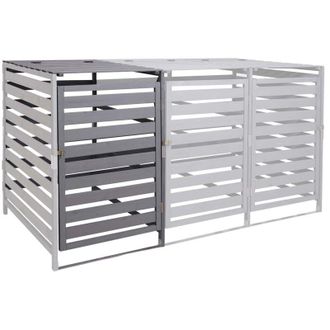 Hhg [nunca Usado] Extensi&oacute;n De Tapa De Cubo De Basura Xl 1pc/2pc Hhg-714, Caja De Cubo De Basura, 114x67x97cm Madera Maciza, Gris Claro