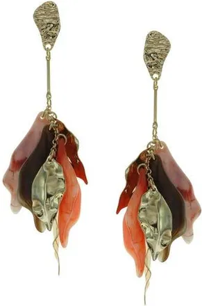 Olivia Welles Renata Petal Drop Earrings in Gold /Peach /Brown at Nordstrom Rack