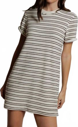 perfectwhitetee Nella Mini Dress In Natural Chocolate Stripe