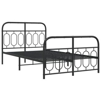 Berkfield Home Metal Bed Frame without Mattress with Footboard Black 120x190cm | Size: 120x190 cm