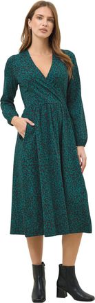 M&Co Womens Green Mixed Print Wrap Dress - Womens