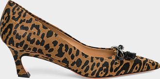 Santoni Adri 55MM Leopard-Print Calf Hair Pumps
