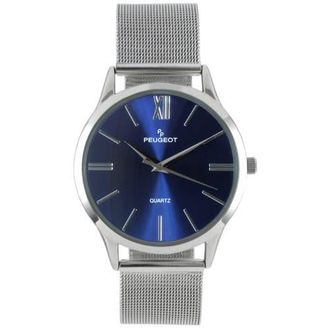 Peugeot Minimalist Clean Dial Steel Mesh Bracelet Watch - 40MM in Blue at Nordstrom