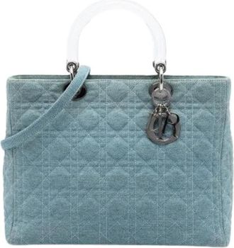 Dior Pre-owned Lady satchel - Dames - Vintage Handtas - Blauw - ONE Size - Denim - Vintage