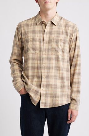 AG - Adriano Goldschmied Wayne Plaid Button-Up Work Shirt in Tan Multi at Nordstrom, Size Xx-Large