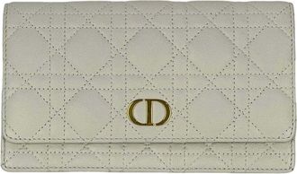 Dior White Leather Caro Cannage Clutch (Authentic Pre-Loved)