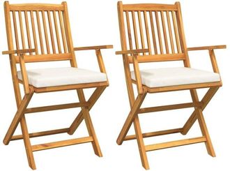 vidaXL Vidaxl - Folding Chair 2 pcs White 49 x 57.5 x 92cm Solid Acacia wood