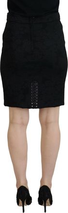 Dolce & Gabbana Womens Black Brocade Mini Above Knee Pencil Skirt Silk