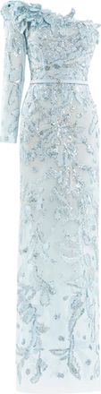 Saiid Kobeisy One-Shoulder Embroidered Tulle Dress