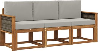 vidaXL Conjunto De Sof&aacute;s De Exterior 3 Uds. Natural Y Gris Claro Vidaxl