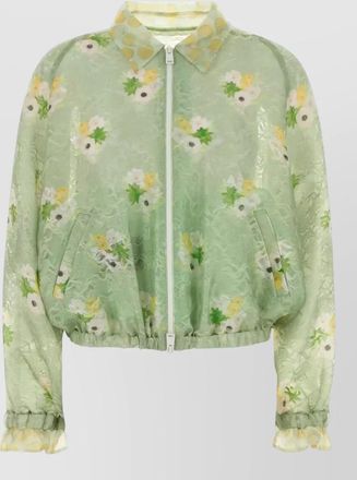 Fendi organza bomber jacket sheer floral design