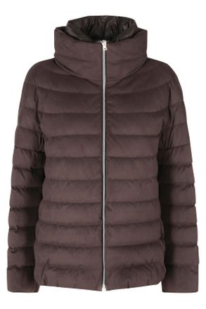 Herno Dark Brown High Neck Double-Slider Zip Polyester Down Jacket