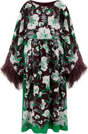 Valentino Garavani Bloemenjurk met klokmouwen - Dames - Casual kleedjes - Veelkleurig - L - Kleedjes