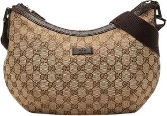 Gucci Pre-owned Shoulder Bags, female, Brown, Size: ONE SIZE Pre-owned Canvas Shoulder Bag