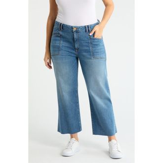 Kut from the Kloth Meg Raw Hem High Waist Ankle Wide Leg Jeans in Earn at Nordstrom, Size 18W