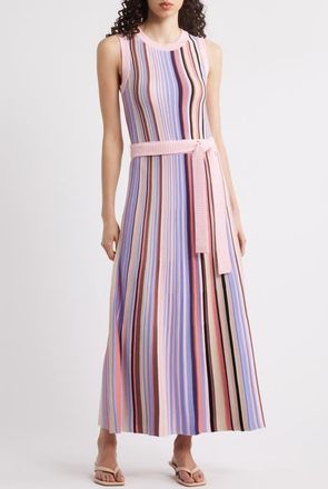 Misook Modern Fit Sleeveless Rib Knit Dress in Viola Multi at Nordstrom, Size Xx-Small