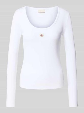 Calvin Klein Jeans Longsleeve mit Label-Detail in Weiss, Größe XL