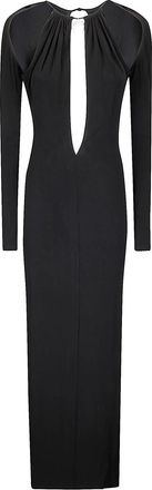 Marine Serre Draped Jersey Ls Long Dress