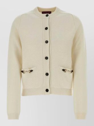 Gucci wool blend cardigan front pockets long sleeves