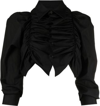 Comme Des Garçons Blouse met ruches - Zwart