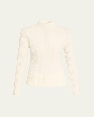 Theory Cashmere Rib Mock-Neck Sweater