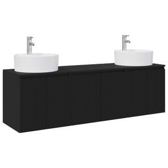 vidaXL Juego De Muebles De Ba&ntilde;o 3 Uds. Negro 49,5 X 44,5 X 65 Cm Vidaxl