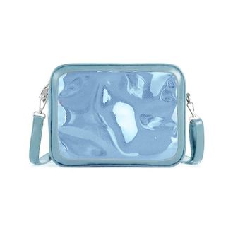 Generic PVC Clear Crossbody Bag, Womens Transparent Messenger Bag, Zipper Portable Wallet Purse Shoulder Bag for Small Item Travel(Blue)