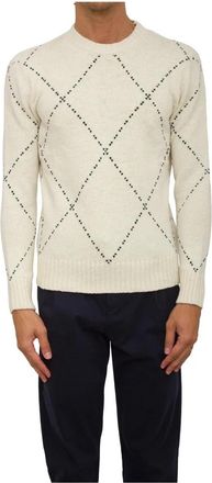 Eleventy Ivoor Kleurige Trui met Ronde Hals - Heren - Ronde hals truien - Beige - XL - Wol - Truien & Vesten