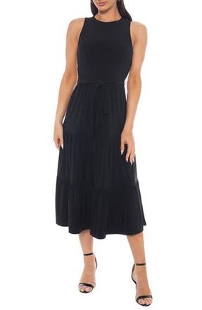 Tash And Sophie Tiered Midi Dress in Black at Nordstrom Rack, Size X-Large