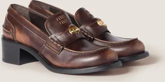 Miu Miu Dec&ograve; calf leather loafers