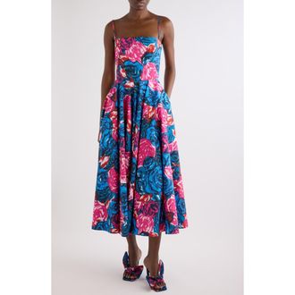 Givenchy Sliced A-Line Cotton Poplin Midi Dress in Royal Blue at Nordstrom, Size 10 Us